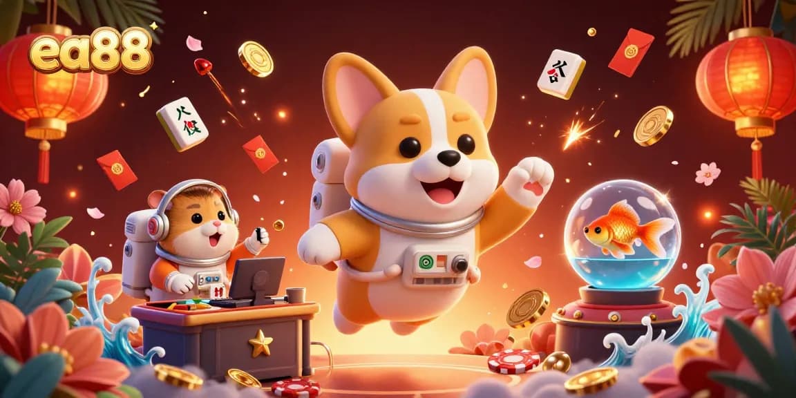 Experience thrilling action in an ea88 space casino with floating poker chips and vibrant game elements.