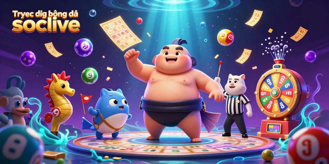 Enjoy live soccer streaming with Trực tiếp bóng đá socolive as vibrant illustrations showcase energetic betting elements.
