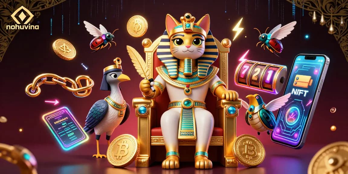 Engage in thrilling gameplay at nohuvina with an Egyptian-themed casino scene full of vibrant elements.