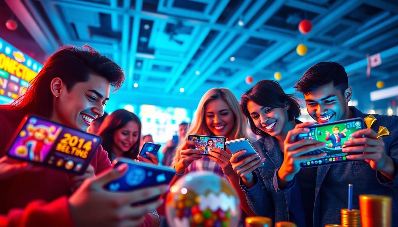 Dynamic gaming experience on NOHU90 with excited players engaging in online betting and rewards.
