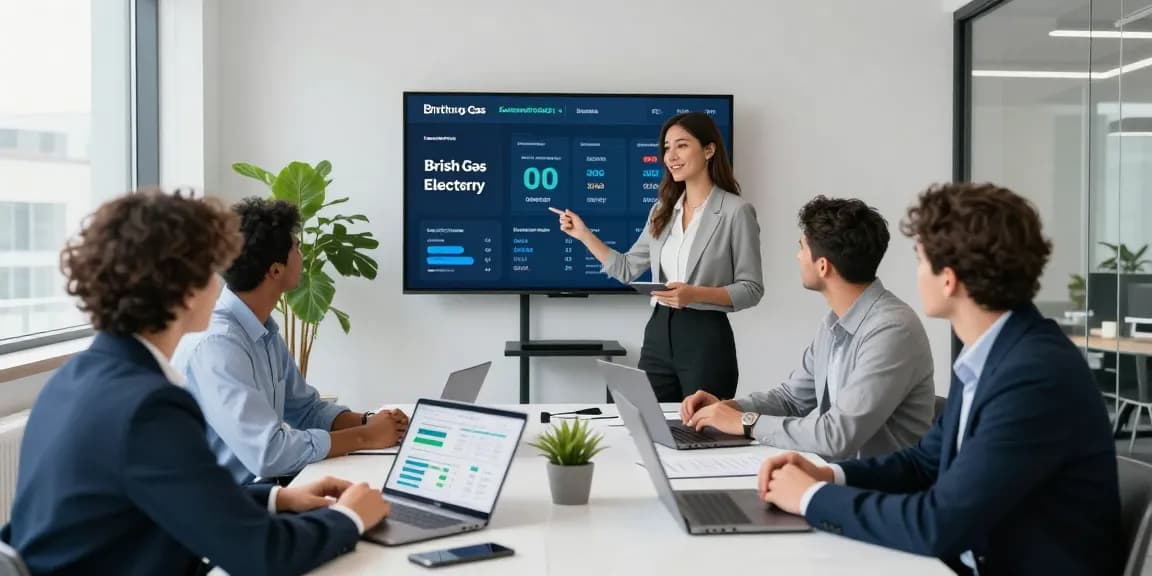 Decision-making process for British Gas Business Electricity in a modern office setting.