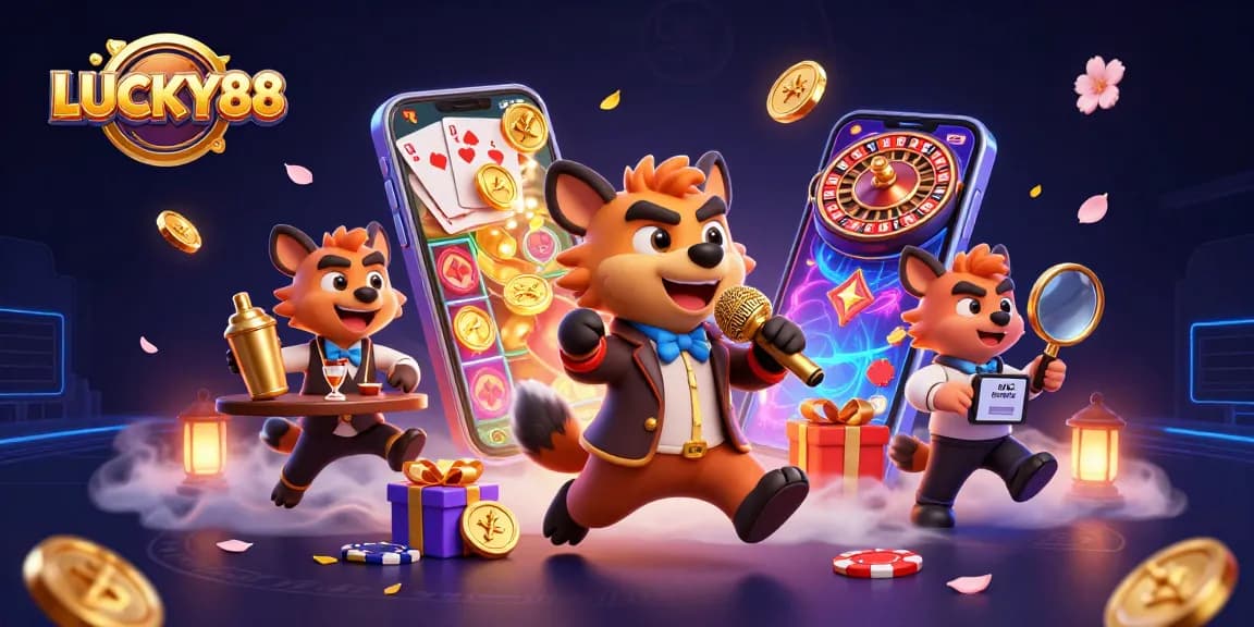 LUCKY88 hyenas light up a comedy casino club scene with games and joy.