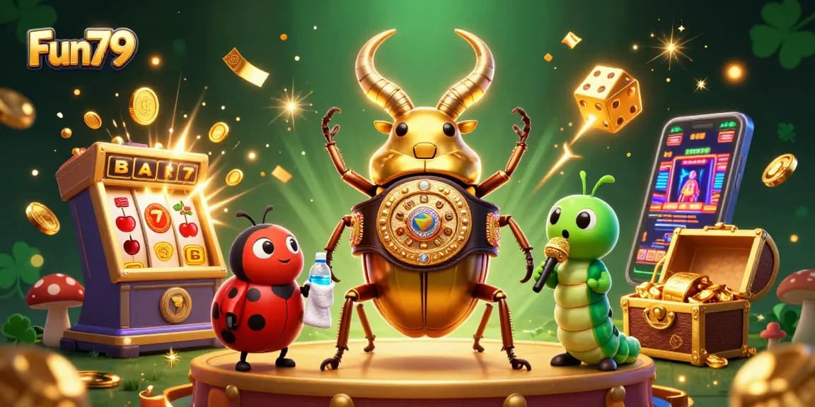 Experience thrilling gameplay with Fun79's jackpots and vibrant scenes in this 3D casino illustration.