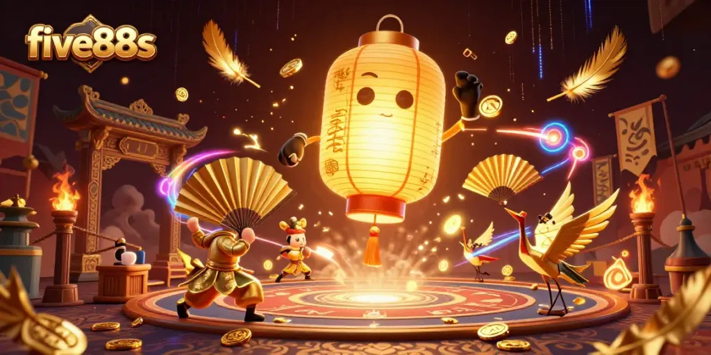 Experience the excitement of five88s with golden lantern spirits and dynamic casino elements.