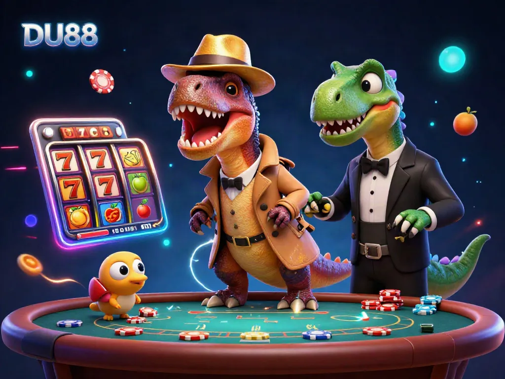 DU88 velociraptor card counter at blackjack with slot elements, creating an engaging casino scene.