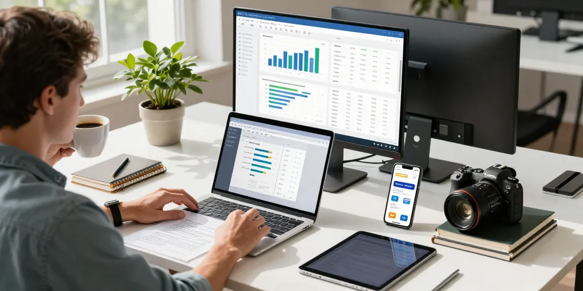 Professional user engaging with WPS Download on a laptop in a modern workspace.