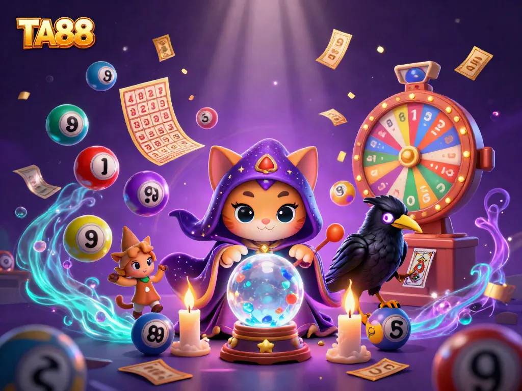TA88 engaging players with a vibrant casino scene featuring mystic elements and colorful lottery components