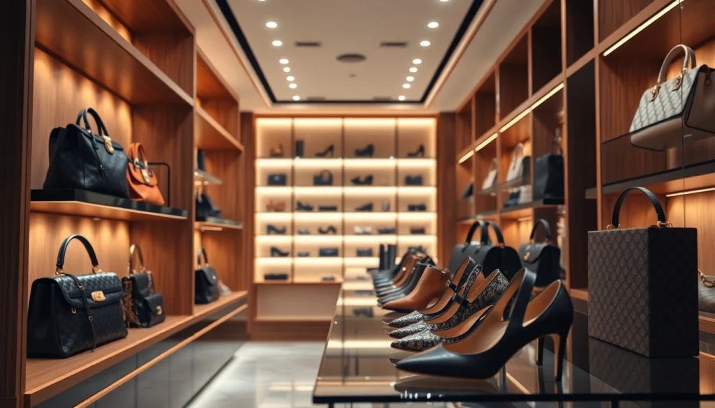 명품 이미테이션의 고급스러운 복제품 액세서리들이 매장에 진열되어 있는 모습