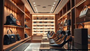 명품 이미테이션의 고급스러운 복제품 액세서리들이 매장에 진열되어 있는 모습