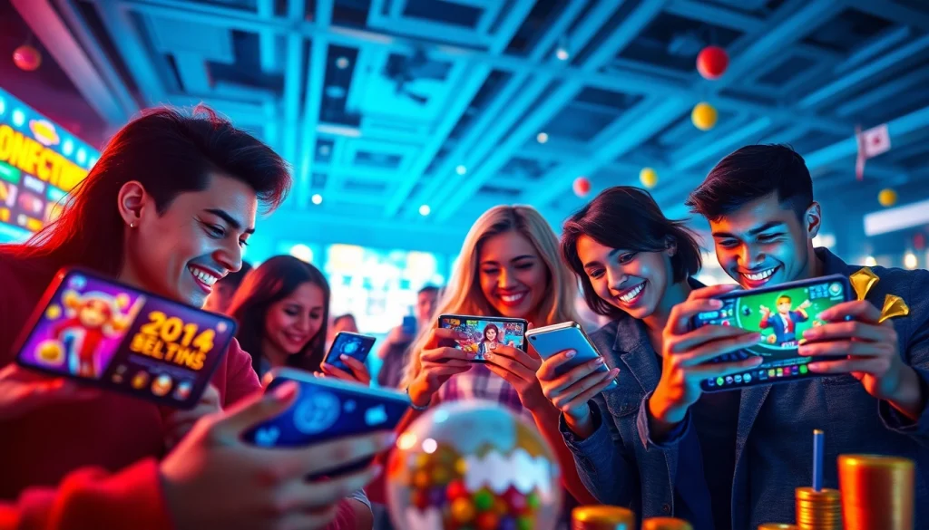 Dynamic gaming experience on NOHU90 with excited players engaging in online betting and rewards.