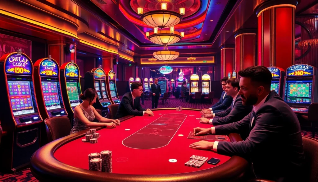 C168 casino scene featuring intense poker gameplay and luxury slot machines.
