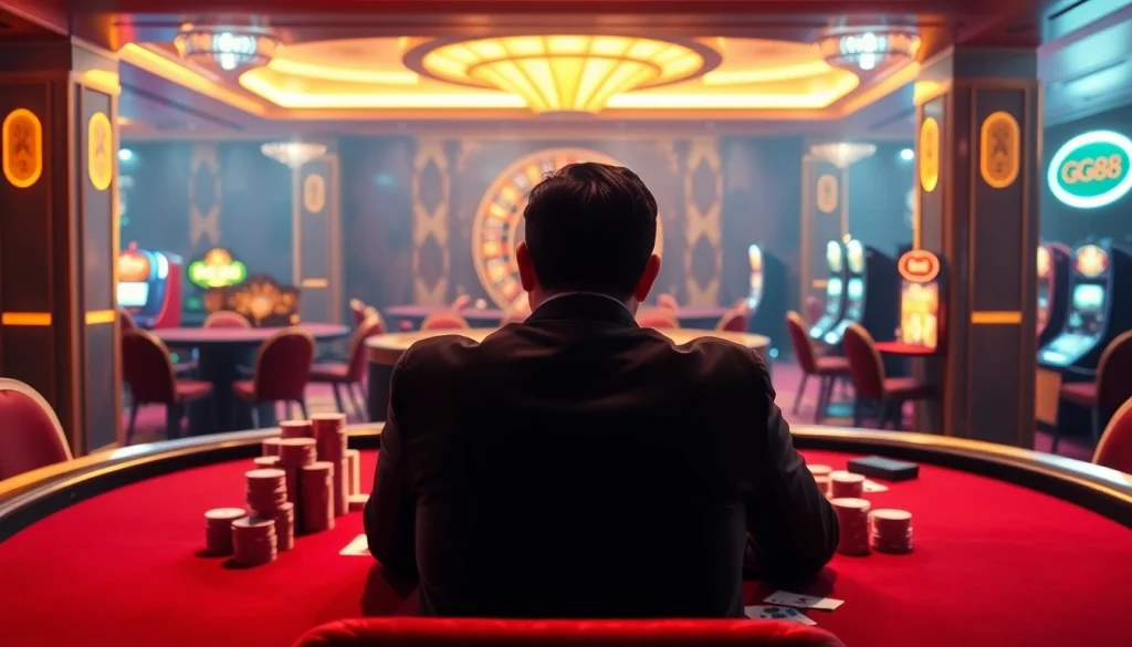 Experience excitement at GG88 with vibrant poker and roulette scenes.